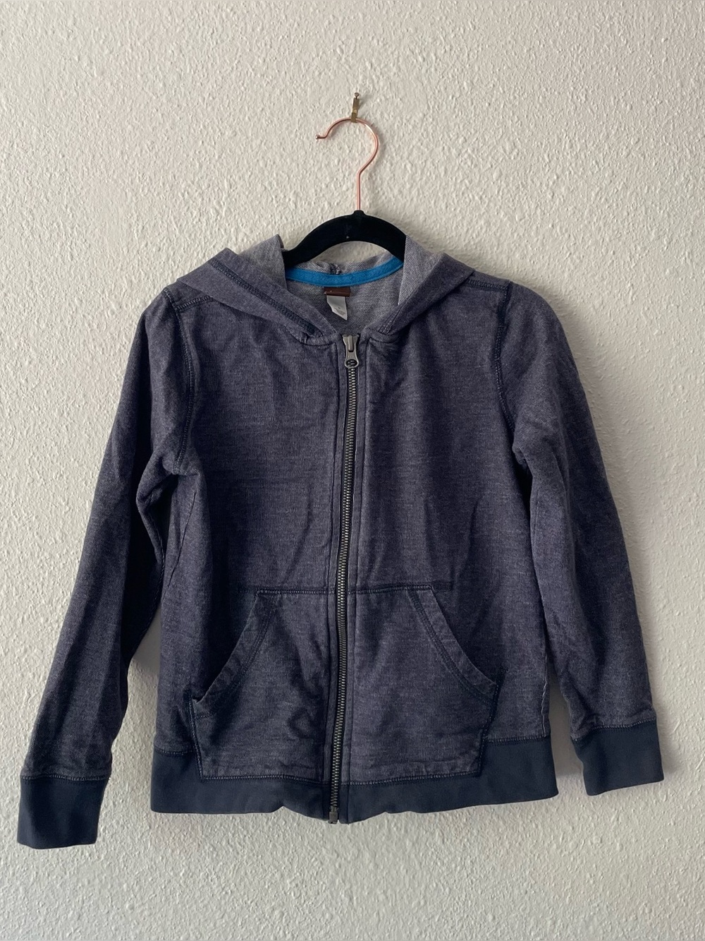 Tea Collection Kids Size 6 Navy Heather Full Zip Hoodie 100% Cotton